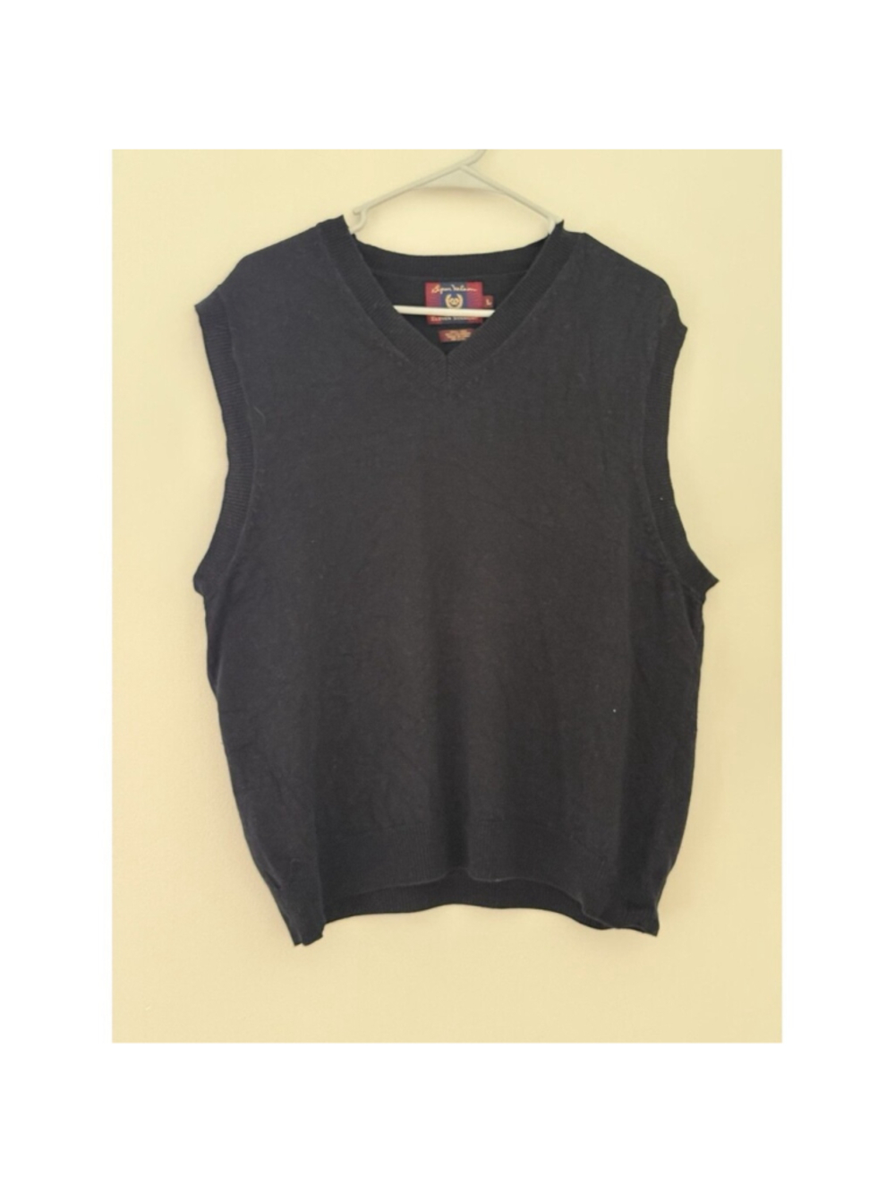 BYRON NELSON Sweater Vest L Eleven Straight V-Neck Pullover silk cashmere Blue